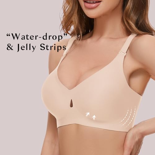 Image of MOEOZLLO Wireless Bras for Women Seamless No Underwire Water Bra Push Up Full Coverage Supportive T Shirt Everyday Bras