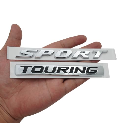 Image of 2Pc Sport Touring Rear Trunk Letter Logo Badge Emblem Nameplate (Silver Black)