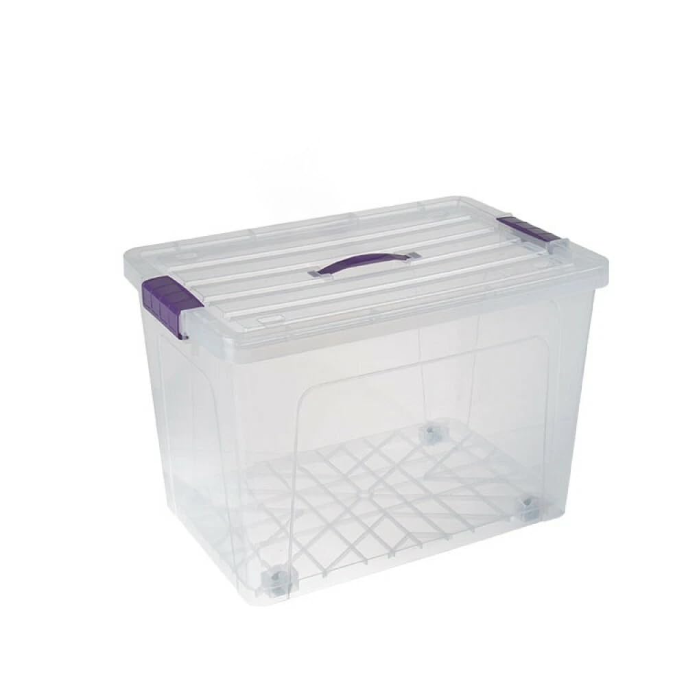 Oms Home Store Clear Plastic Storage Box Boxes Lid Food Container Home Office Box Lockable Stackable (50L)