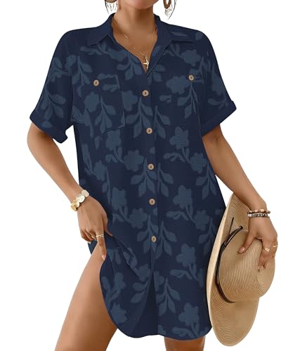 Image of Bsubseach Swimsuit Coverup for Women Swiss Dot Beach Cover Ups Shirt Dress