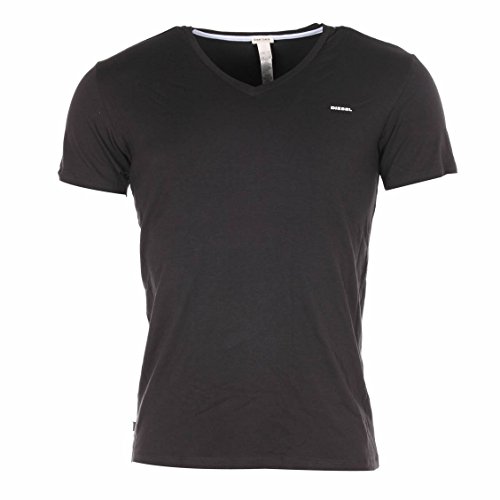 Diesel Men's Michael Essentials Logo V-Neck T-Shirt, Black, Medium