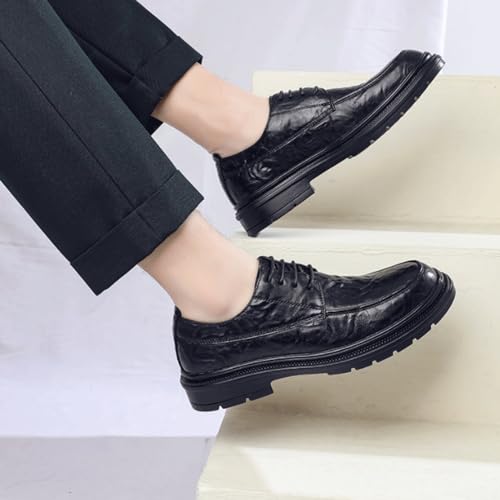 Men's Leather Slip-On Oxford Shoes, Thick Sole Round Toe Dress Shoes, Classic Business & Office Formal Shoes, Fashion Casual Prom & Wedding Shoes3