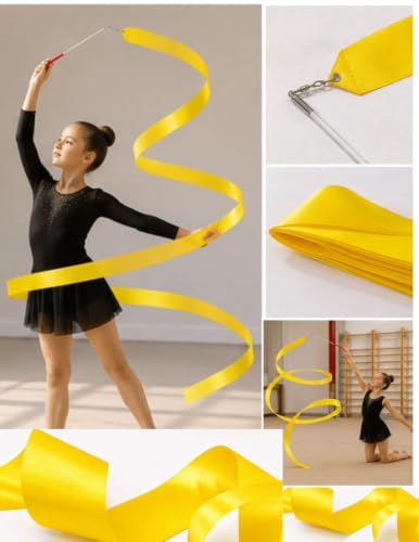 Image of BookMyCostume Gymnastic & Rhythmic Dance Ribbon Wand Collection - 2-Meter Ribbon Sticks - Ideal for School Sports Day & Gymnastic Training - Fancy Dress Costume Accessories for Kids, Teens & Adults