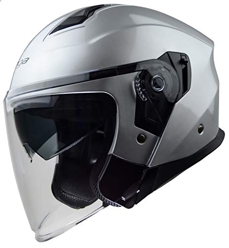 Vega Helmets Unisex-Adult Open Face Motorcycle Helmet (Silver, XX-Large)