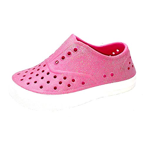 Kids & Toddler Girls Glitter Waterproof Breathable Slip On Sneaker | EVA Upper Material & Odor Resistant Footbed with Arch Support | Flexible & Lightweight Synthetic Shoe (9 M US Toddler, PINK)