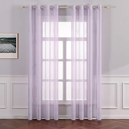 MIULEE Cortinas Enrejado Poliéster Ojales Cruzada Cortina Translucida