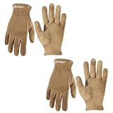 HLDD HANDLANY 2 Pairs Kids Gardening Gloves, Childrens Leather Work Gloves for Boys Girls Age 2-11, Great Gift for Yard Work, Camping & DIY Projects