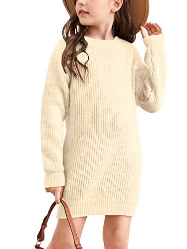 Girls Long-Sleeve Knitted Dress Pullover Long Sweater Bodycon Dresses Winter Christmas Clothes for Kids