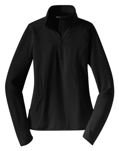 SPORT-TEK Women's Sport Wick Stretch 1/2 Zip Pullover XL Black