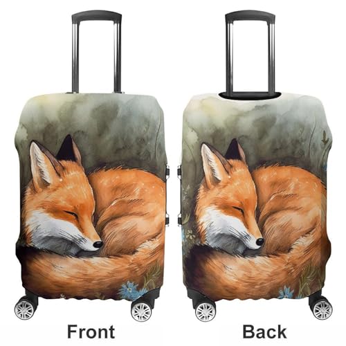 A Sleeping Fox Luggage Cover, Washable Elastic Suitcase Cover Protector Fit 18-32 Inch Luggage3