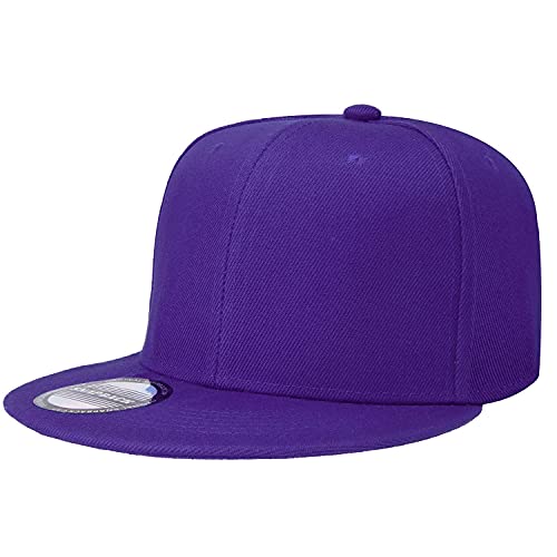 Image of Classic Snapback Hat Cap Hip Hop Style Flat Bill Blank Solid Color Adjustable Size