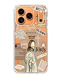 Ospavbinez Beige Christian Aesthetic Clear Phone Case Compatible with iPhone 17 Pro, Jesus Faith Glory Phone Cover for iPhone 17 Pro