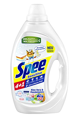 Spee Detergente Sensitive 4 + 1 (22 lavados), detergente completo con fórmula 4 + 1 que combina pureza, luminosidad, frescura y sostenibilidad, 20° - 95 °C