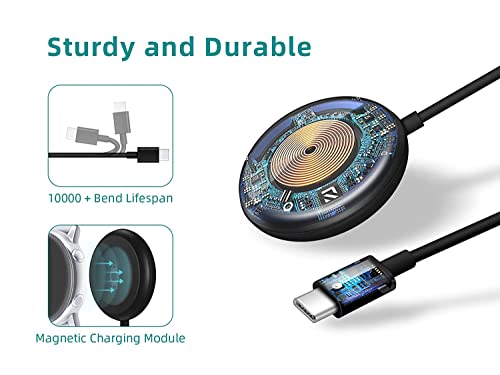 Image of Nirsha PD Magnetic Holder Wireless Charging Dock Cradle C Type Charger Cable Cord for Samsung Galaxy Watch 5 44mm,Watch 5 Pro 45mm,4,3,Active,Active 2,