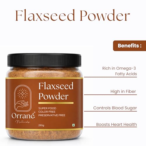 Image of Orrane Flaxseed Powder 250g Finely Ground Alsi Beej Powder for Smoothies, Baking and Cooking | Rich Omega 3 High Fibre Superfood | Supports Heart Health, Digestion & Weight Management