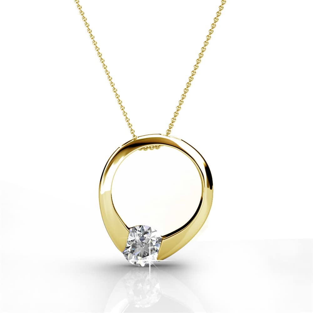 Cate & Chloe Dahlia 18k White Gold Pendant Necklace with Round Cut Simulated Diamond Crystals, Hypoallergenic Jewelry for Women, Gift for Her