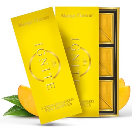 Ignite Alphonso Mango Flavor Chocolate Bars - Limited Summer Edition: Luxurious Mood & Vitality Boosting Treat for Men & Women | Vegetarian, Gluten-Free | Ideal Romantic (1 Box) (Mango, Pack of 2)