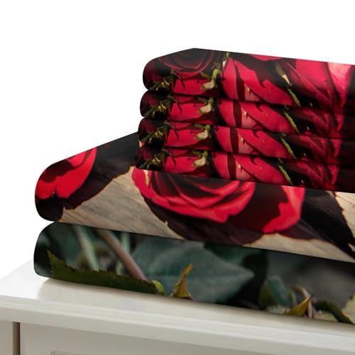Housse de couette 3D roses rouges avec fermeture éclair pour garçon