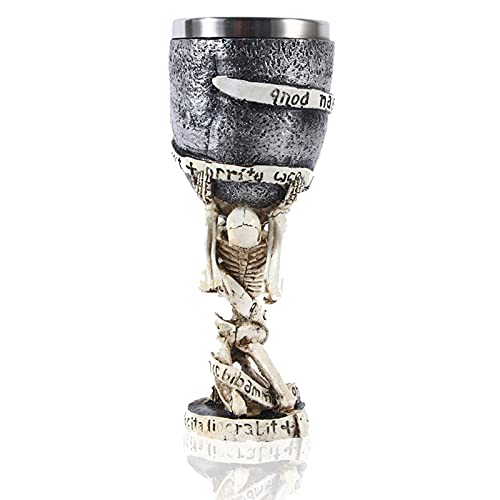 Tazza da caffè con teschio vichingo, Tazza da birra con teschio in acciaio inox, motivo teschio vichingo Warrior Skull, bicchiere da vino medievale per caffè/bevande/succo di frutta