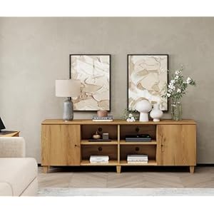 Wampattvstandfor75inchtv70inchmidcenturymodernwoodentertainmentcenterwithdoorwidemediaconsoletablewithadjustablestorageshelvesforlivingroombedroomoakbrown Urban Country Home Decor Wampat tv stand for 75 inch tv 70 inch mid century modern wood entertainment center with door wide media console table with adjustable storage shelves for living room bedroom oak brown urban country home decor