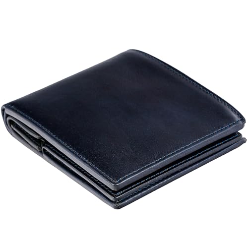 Image of Time Resistance Leather Men's Wallet - Minimalist Wallet Design with Credit Card Holder, Magnetic Coin Holder, and Cash Slots (Blue)