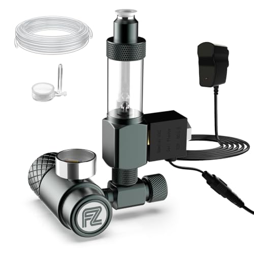 FZONE Aquarium CO Regulator Kit Compact Aquarium CO System with Diffuser Upgraded DC Solenoid and Bubble Counter Check Valve for Establishing CO System in Aquatic Plant Tank