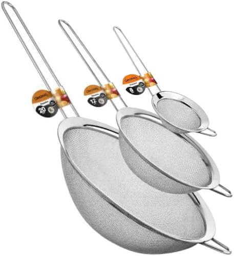 Jogo 3 Peneiras em Aço Inox Premium 08cm, 12cm e 20cm Resistente,...
