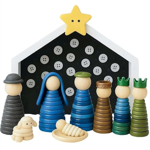 Weihnachtskrippen-Set zum Selbermachen, Weihnachtsknöpfe zum Basteln,...