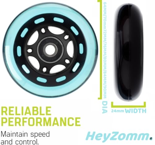 HeyZomm Inline Skate Wheels Replacement Kit, 85A, 8-Pack (64mm, Blue) - image 4