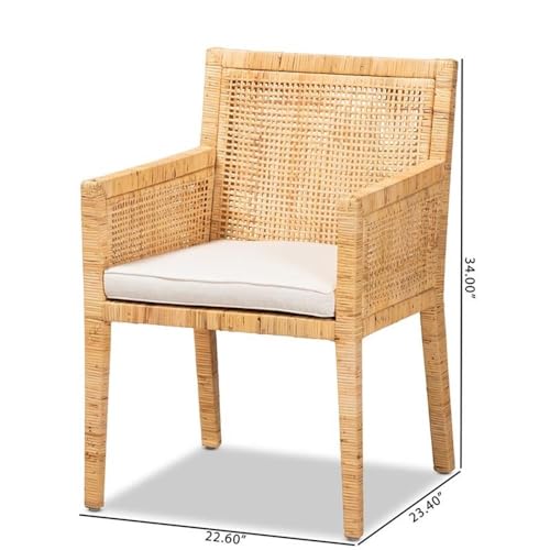 Sillón Madera y Ratán Natural con Cojín miniatura 3