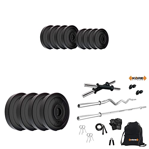 Kore PVC 40 Kg Home Gym Set with One 3 Ft Curl + One 5 Ft Plain Rod and One Pair Dumbbell Rods with Gym Accessories (B089KZPLVD) Amazon Price History, Amazon Price Tracker