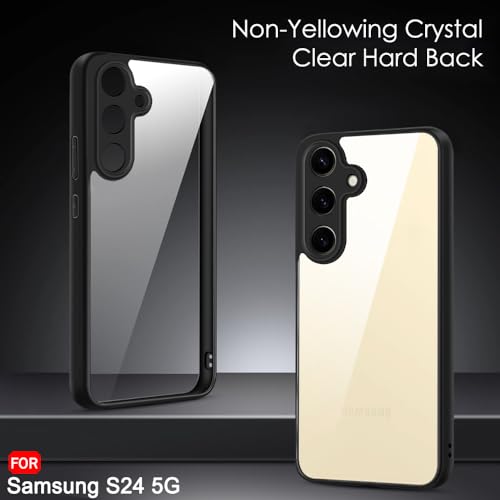 Image of TheGiftKart Ultra-Hybrid Crystal Clear Back Cover Case for Samsung Galaxy S24 5G | Shockproof Design | Camera Protection Bump | Transparent Back Cover Case for Samsung S24 5G (PC & TPU, Black Bumper)