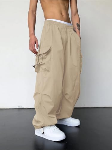 Image of GRECIILOOKS Men's Regular Fit Low Rise Cargos Trousers | Baggy Cargo Pants for Man | Loose Fit | Treck Pent with Multiple Pockets (Available in Plus Size)