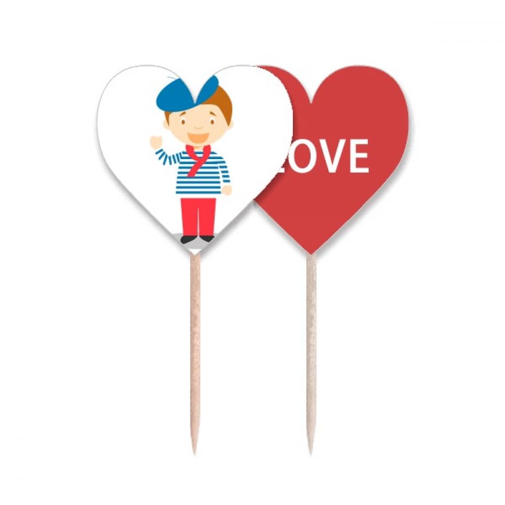 Cure-dents motif drapeau amour cœur bleu mer France pour pique apéritif original