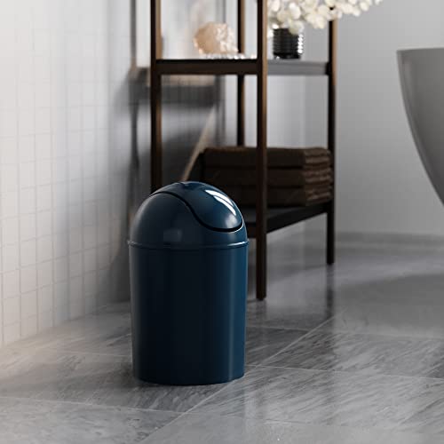 Image of Umbra Mini Waste Can, 1.25 Gallon with Swing Lid (Dark Blue)