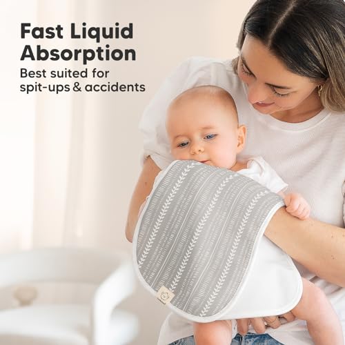 Image of Organic Burp Cloths Baby Boy & Girl - 5-Pack Super Absorbent Cotton Burping Cloths for Babies, Soft & Plush Newborn Spit Up Rags, Infant Towels for Milk Spit Up, Unisex, Large 21 inch x 10 inch (Prairie)