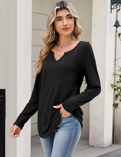 Image of Zeagoo Long Sleeve Shirts for Women Fall Tops Casual Dressy V Neck Blouses Boho Tunic Western Clothes Vacation Outfits