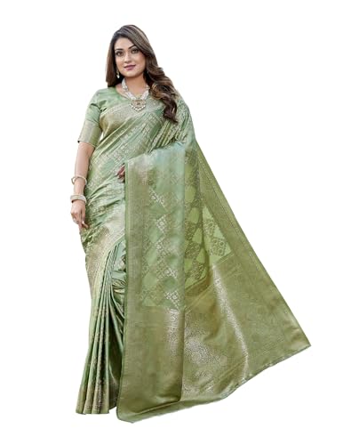 Image of Yashika Women's Pure Kanjivaram Silk Saree Soft Banarasi Style Wedding With Blouse Piece | Saree For Women | New Sari