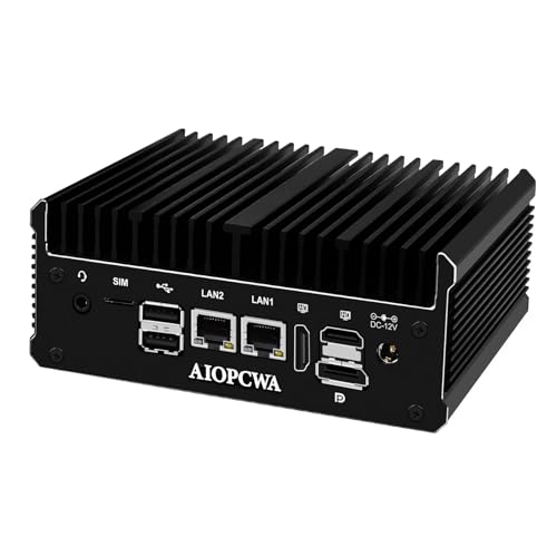AIOPCWA t@X ~jPC Celeron J6412, YƗp Ɨp COM RS232/RS485 × 2, 2.5GbE i226V LAN |[g × 2, 7/24  Fanless Mini PC, ^AI201, Wifi5