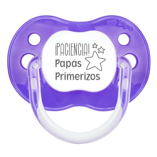Mi Pipo - Chupete Personalizado Divertido Classic | Chupete Bebe, Variedad de Tetinas | Personalizado con Frase, Suave, Cómodo | Seguro, Libre BPA, Fácil de Limpiar | Color Morado