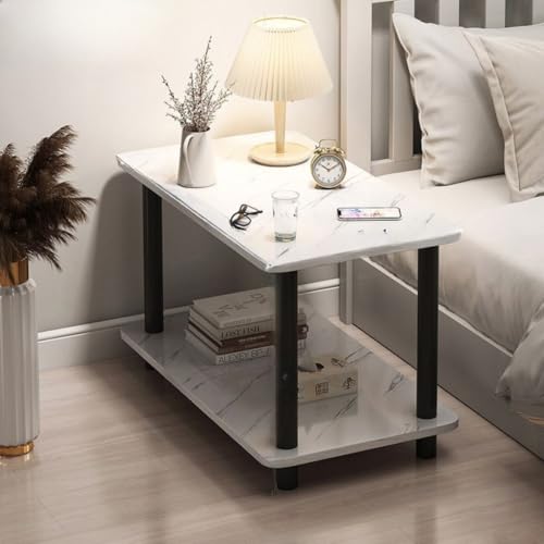 ローテーブル センターテーブル 天然木 おしゃれ 収納棚付き 角が丸 2段式 サイドテーブル ナイトテーブル ベッド横 机 リビング ソファサイド 多機能 木目調 一人暮らし 簡易テーブル ビンテージ ブラウン (60*40*53,白木目)