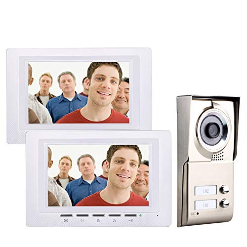 7Inch 2 Apartments Video-Türsprechanlage Intercom-System IR-Cut HD 1000TVL-Kamera-Türklingel-Kamera Mit 2-Taste 2 Monitor Wasserdicht Überwachen