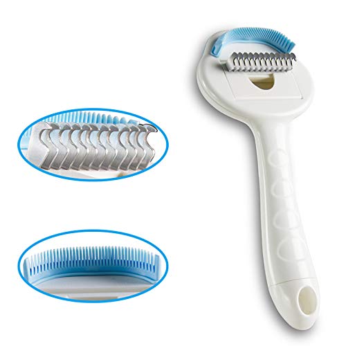 YINI Dog Brush and Cat Brush Multifunction Pet Grooming Tool Undercoat and Surface Rake for Cats & Dogs - Safe Dematting Comb for Easy Mats & Tangles Removing - No More Nasty Shedding and Flying Hair