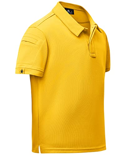 Secood Boys Polo Shirts 8-9 Short Sleeve Summer Casual School Uniform Golf Shirts, Yellow M #TOP1