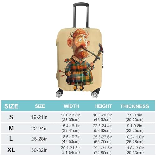 Cartoon Scottish Bagpipe Luggage Cover, Washable Elastic Suitcase Cover Protector Fit 18-32 Inch Luggage2