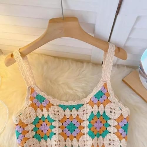 Image of NAIADES Women's Handmade Crochet Crop Top, Sleeveless Top for Women,Comfortable Fit