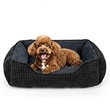 MIXJOY Rectangle Washable Orthopedic Dog Bed for Small, Medium and Large Dogs, Soft Calming, Sleeping Puppy Bed Durable Pet Cuddler with Anti-Slip Bottom, S (20'x19'x6')