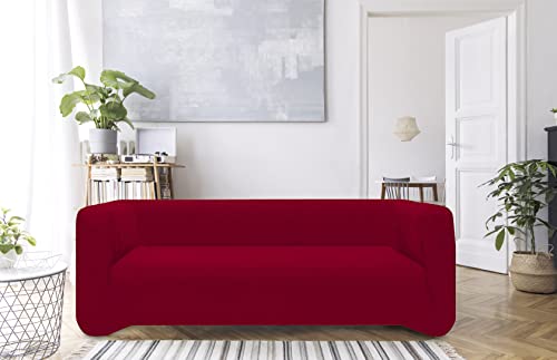 Housse de canapé 3 places bi-élastique extensible avec fixations