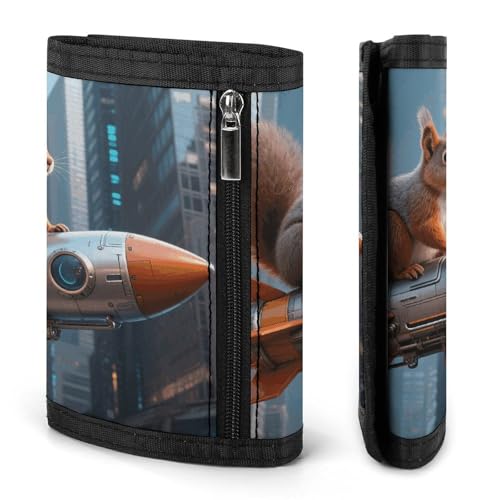 Wallet for Men - Slim Trifold Wallet, Rocket Squirrel Money Clip, Coin Purse with 8 Credit Card Holder3