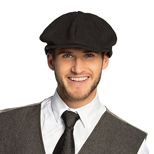 Boland 33024 Birmingham Hat, Black, Peaked Cap, English, Fabric with Herringbone Pattern, Costume, Carnival, Theme Party - Image 2